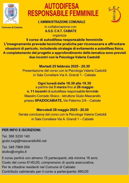 Corso di autodifesa responsabile femminile